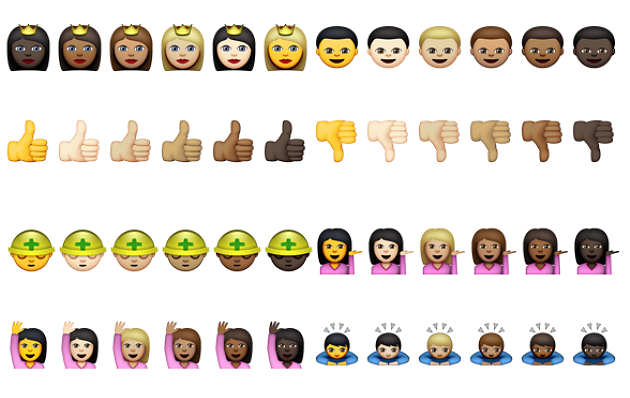 Apple atualiza emojis diferentes cores de pele e orientações