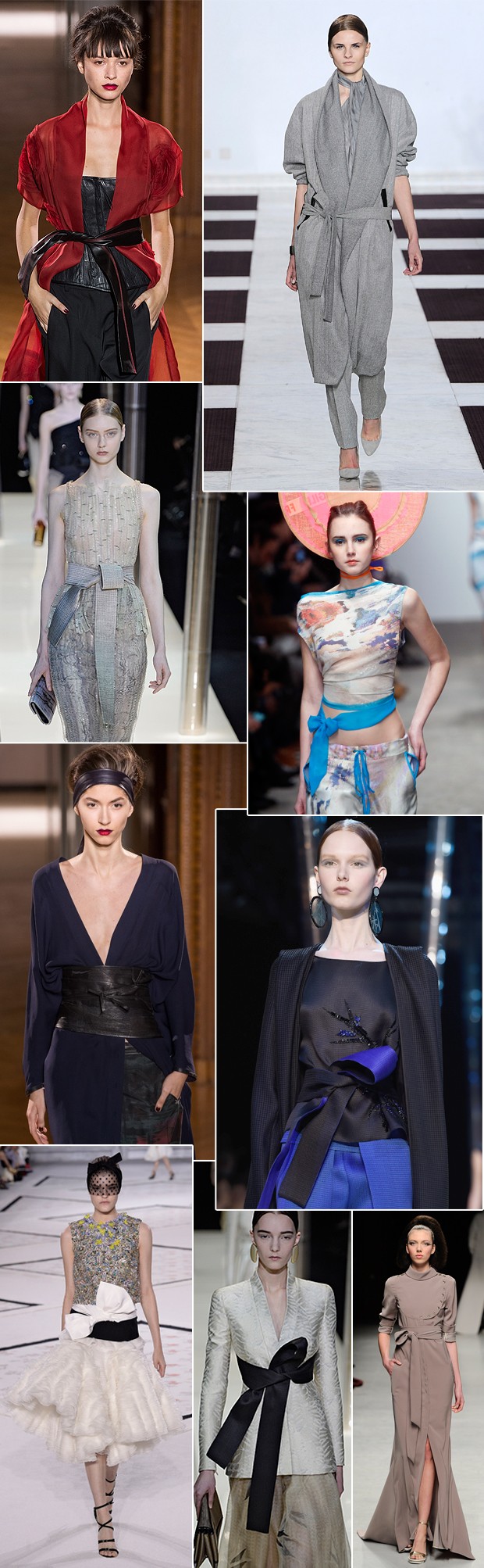 Atelier Gustavolins, Yiqing Yin, Giorgio Armani Privé, Antonio Ortega, Atelier Gustavolins, Giorgio Armani Privé, Giambattista Valli, Giorgio Armani Privé e Julien Fournie. (Foto: Getty Images)