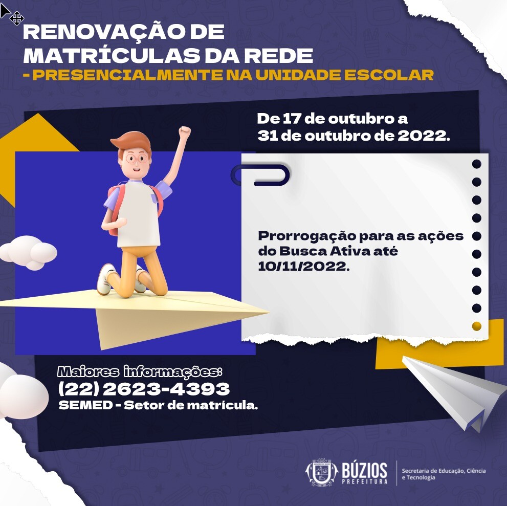 Período Para Renovação De Matrícula Na Rede Municipal Vai Até Dia 31 De Outubro • Elegante Online